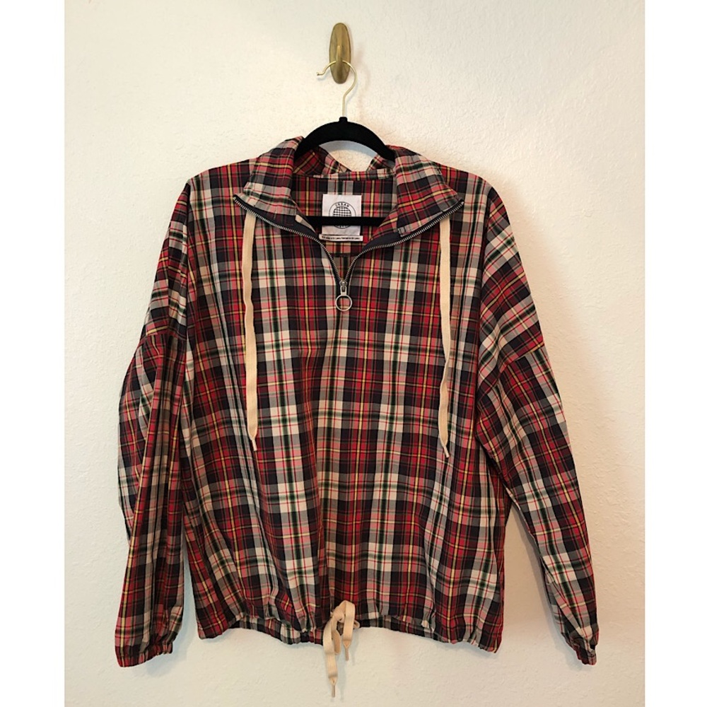 Urban Outfitters Plaid Oversized Windbreaker